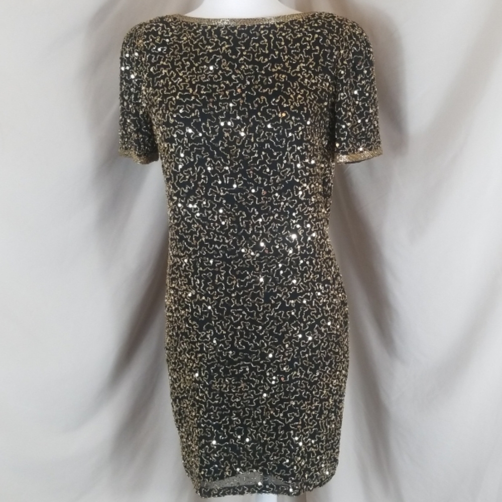 Vintage Oleg Cassini Beaded Silk Cocktail Dress